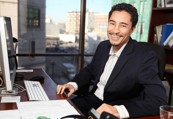 Zachary in the Ella Baker office