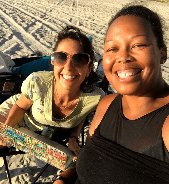 KishaLynn and Sanda book-editing in Mexico