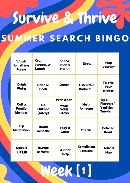 Summer Search Bingo card