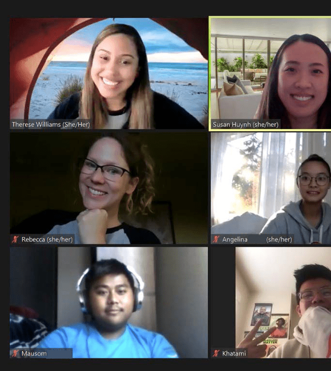 Seattle Mentors and Students on a Zoom call