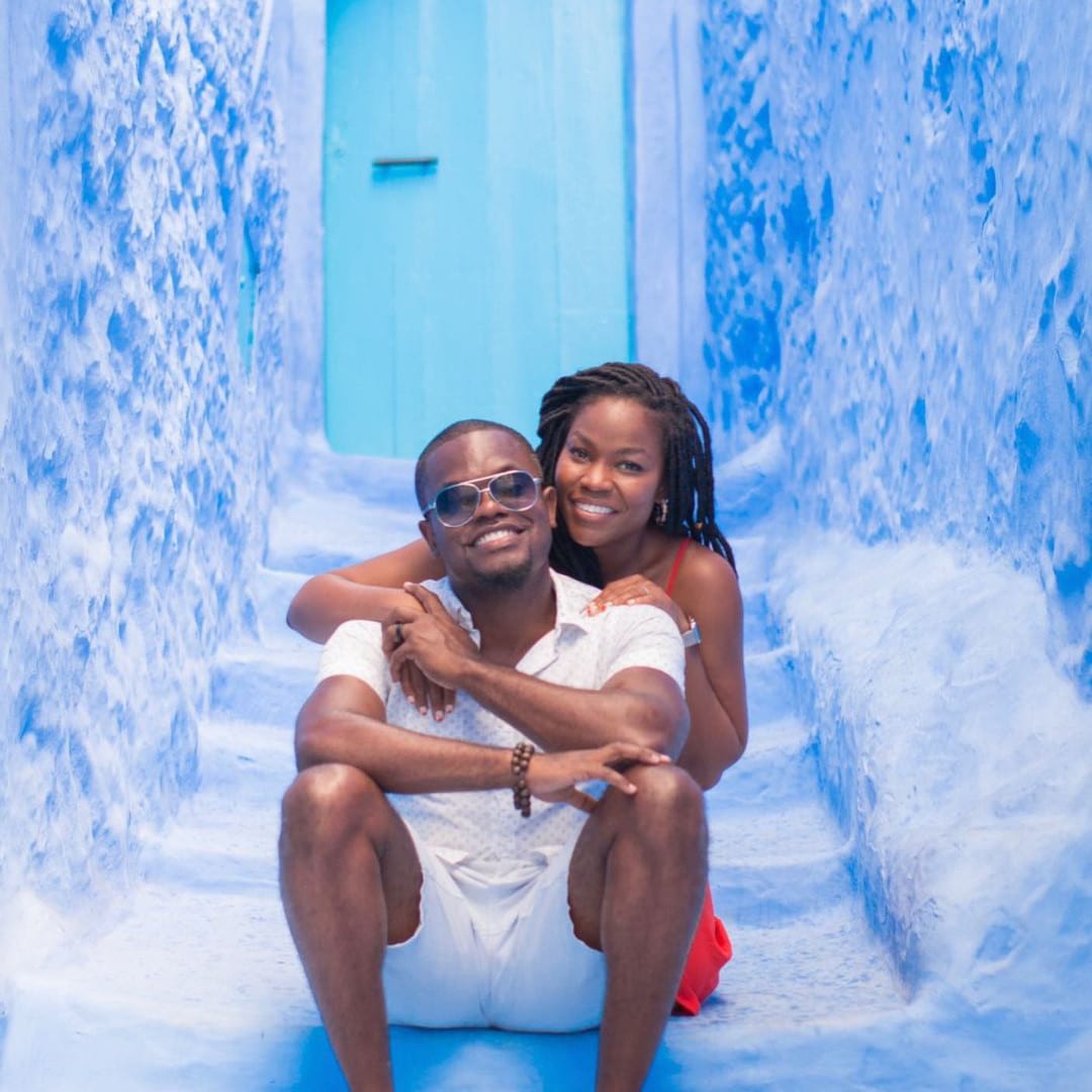 Lawrence and his wife in Chefchaouen, Morocco.